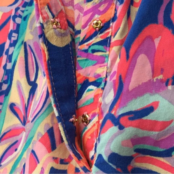 Lilly Pulitzer Women's Sleeveless Stacey Top Blue Current Drop Me A Lime Size S - Picture 3 of 10